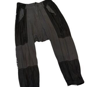 Burning Torch Men's Black and Gray drop crotch harem Pants XS